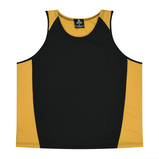 Mens Premier Sports Singlets Black Gold